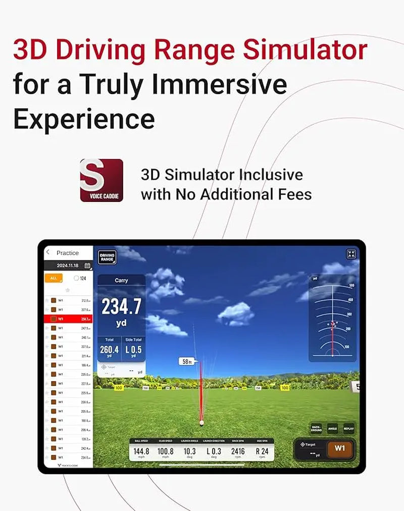 SC4 PRO Launch Monitor + 3D Driving Range Simulator