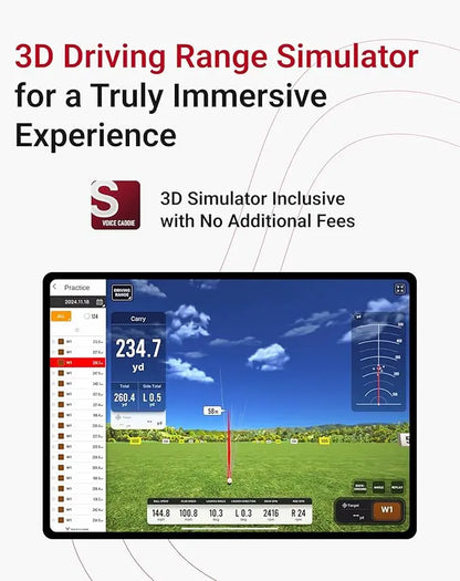 SC4 PRO Launch Monitor + 3D Driving Range Simulator