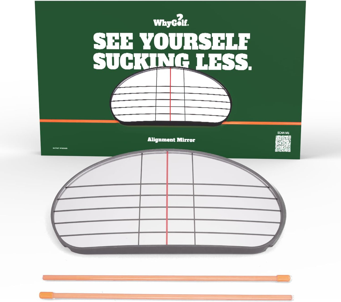 Alignment Mirror with 2 Alignment Rods, Portable Golf Training Aid for Swing and Putting Practice, Indoor or Outdoor Golf Tool and Mirror Trainer for Consistent Setup and Backswing