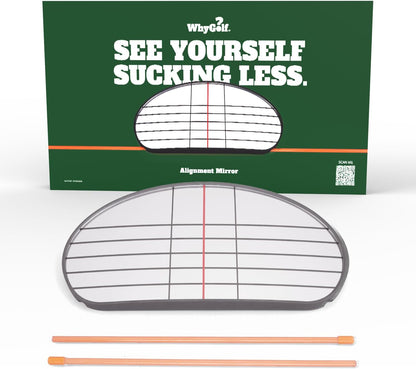 Alignment Mirror with 2 Alignment Rods, Portable Golf Training Aid for Swing and Putting Practice, Indoor or Outdoor Golf Tool and Mirror Trainer for Consistent Setup and Backswing