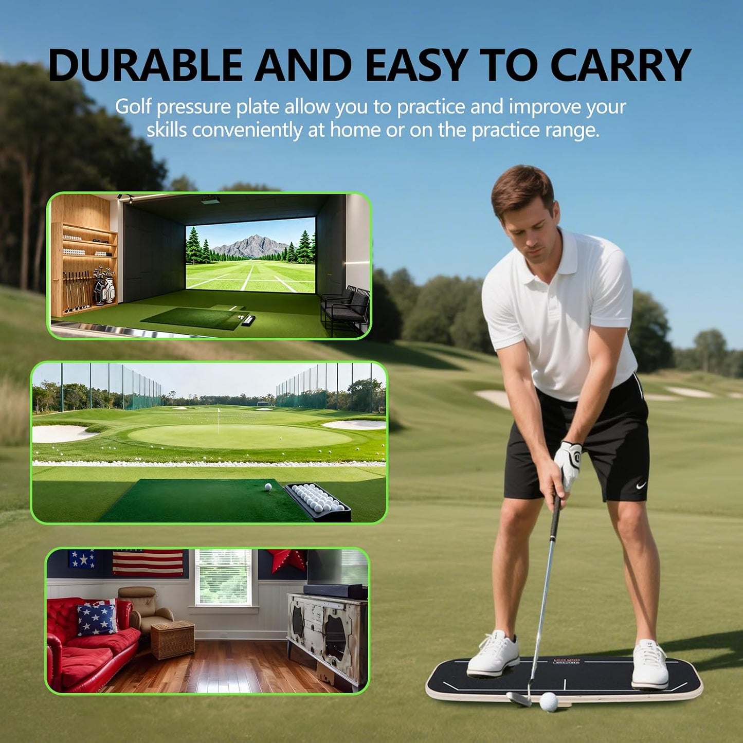Golf Pressure Plate, Golf Weight Shift Board, Teaching Tool for Club Practice & Drills, Golf Swing Trainer, Improve Balance & Accuracy, Golf Training Aid for Increased Power & Swing Rhythm