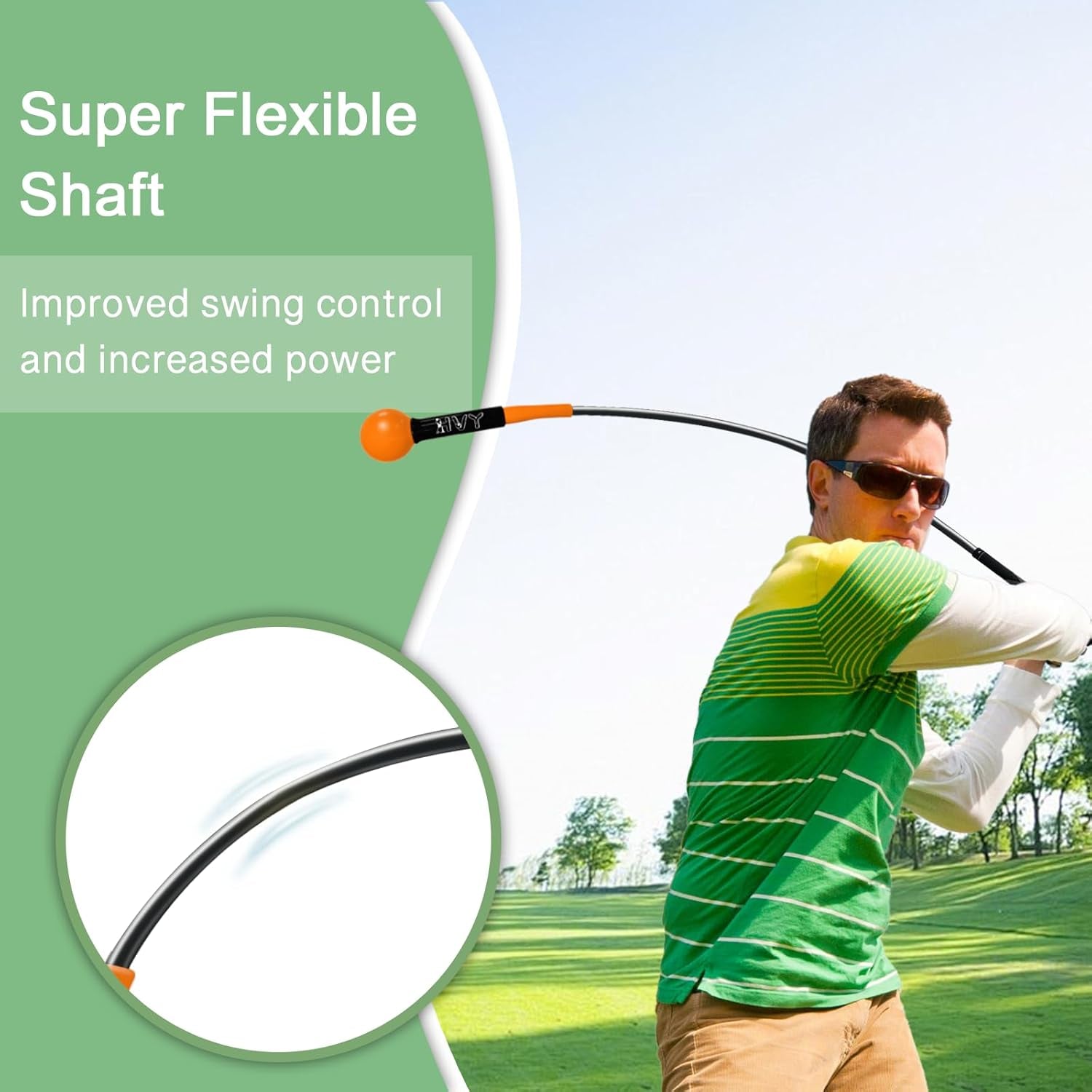 Golf Swing Trainer,Golf Swing Training Aid for Improve Strength Tempo Balance and Flexibility,Golf Warm-Up Stick for Indoor&Outdoor Practice Chipping Hitting Golf Training Aid
