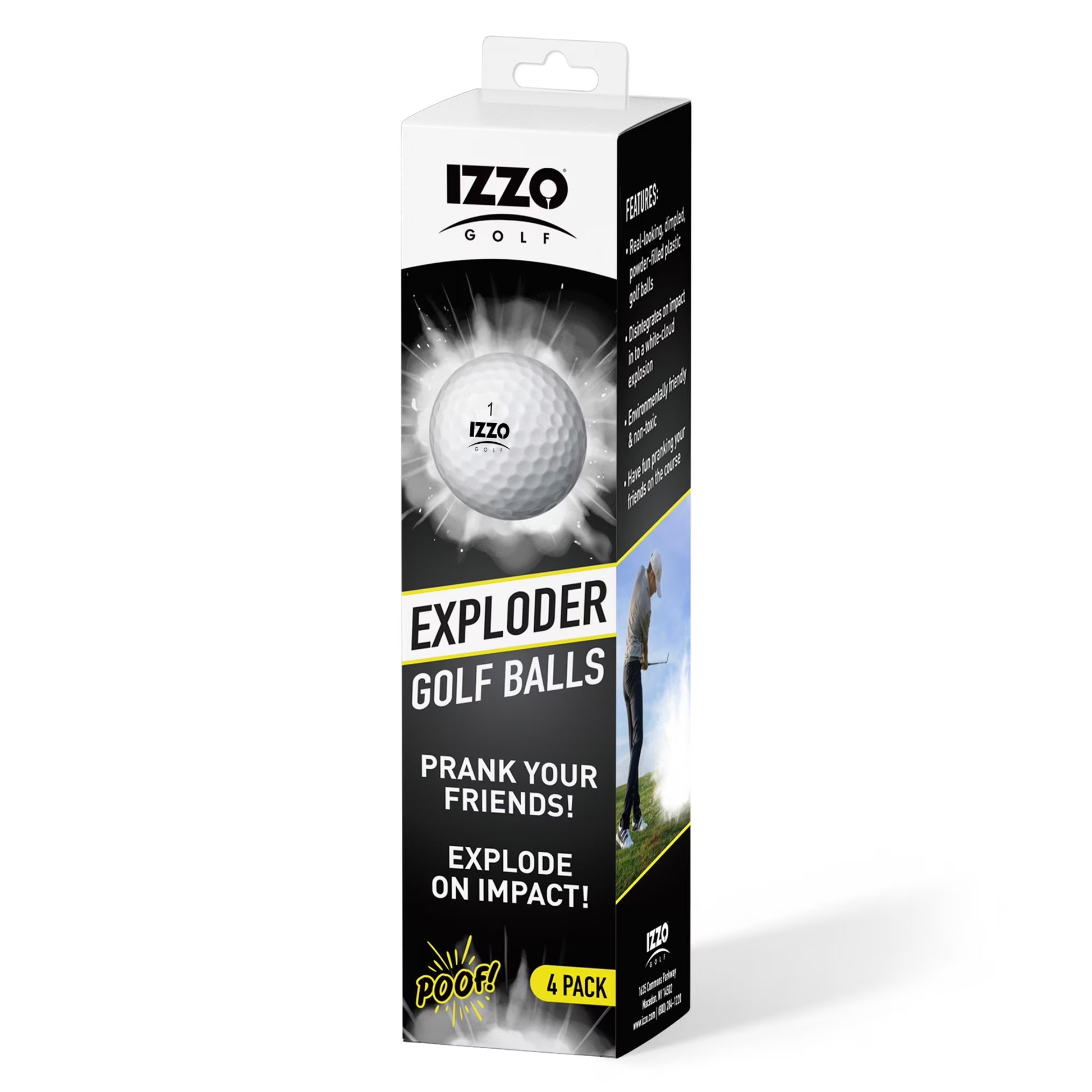 (4 Pack)  Exploder Prank Golf Balls, White and Dimpled, 4 Pack