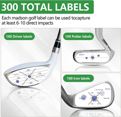 Golf Impact Tape, 300 Pcs Club Impact Stickers for Woods Irons and Putters No Residue Golf Accessories for Swing Practice (300PCS)