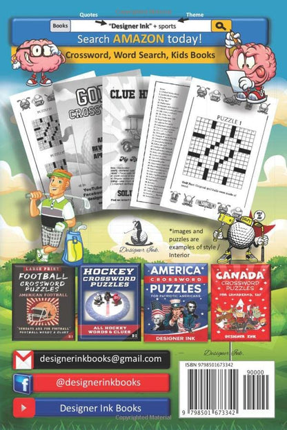 Golf Crossword Puzzles: Golfers, Courses, Terms, Legends. Golfing Sports Interior. Easy to Hard Words. ALL AGES Activity.