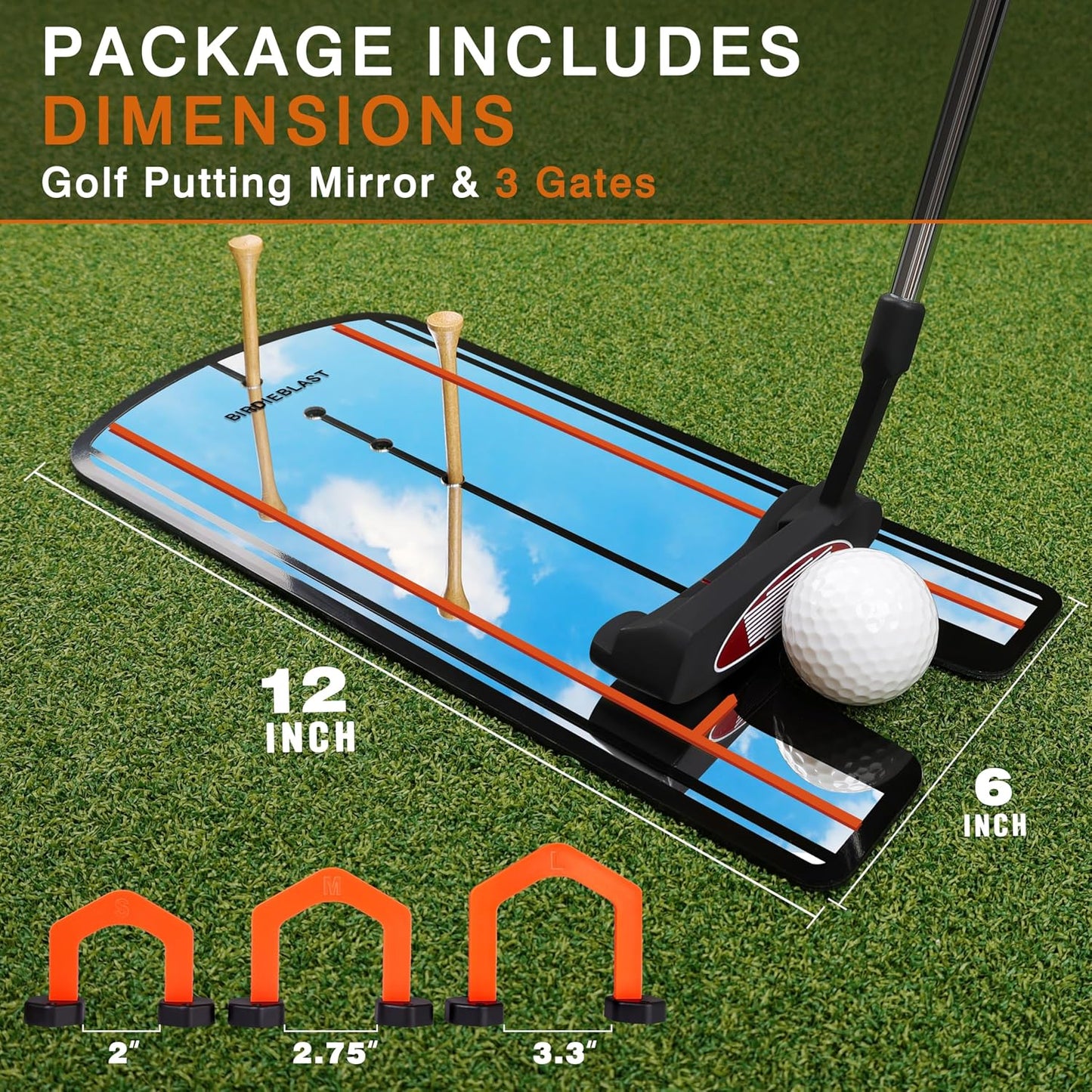 Golf Putting Mirror, Putting Mirror Training Aid for Golf with Putter Line,Golf Training Putters for Beginners