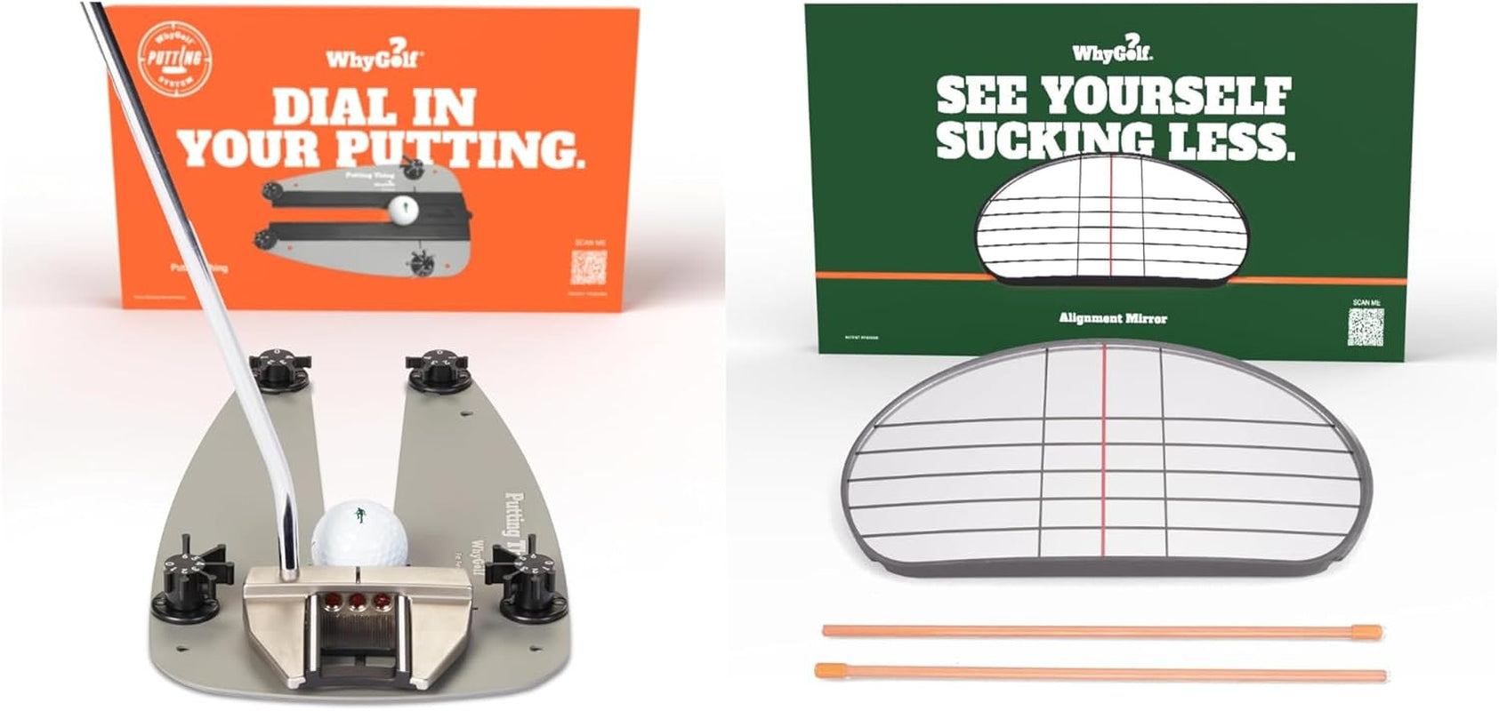 Golf Training Aid Bundle – Includes the Putting Thing for Stroke Accuracy & Alignment Mirror with 2 Rods for Improved Swing Setup, Posture, and Consistent Alignment for Better Golf Performance