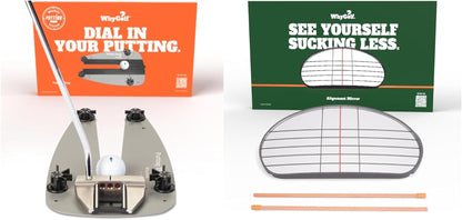 Golf Training Aid Bundle – Includes the Putting Thing for Stroke Accuracy & Alignment Mirror with 2 Rods for Improved Swing Setup, Posture, and Consistent Alignment for Better Golf Performance