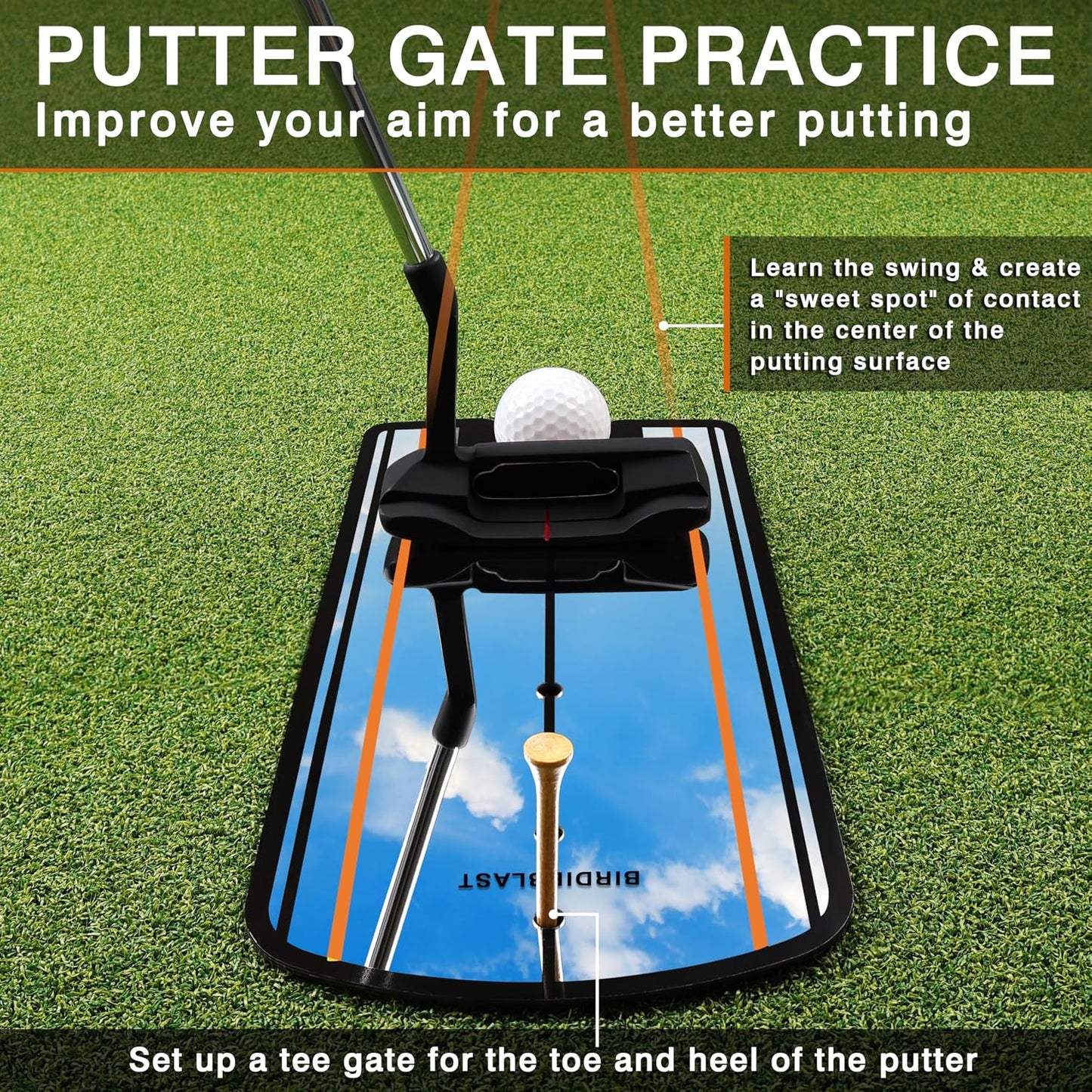 Golf Putting Mirror, Putting Mirror Training Aid for Golf with Putter Line,Golf Training Putters for Beginners