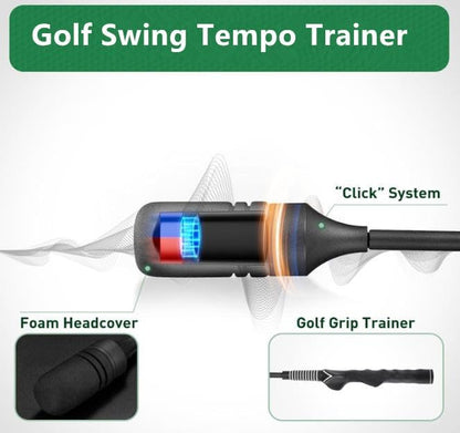 Golf Swing Trainer, Golf Training Aid for Tempo Practice, Weighted Golf Click Stick Helps Enhance Strength, Improve Swing Rhythm & Maintain Balance, Golf Grip Trainer