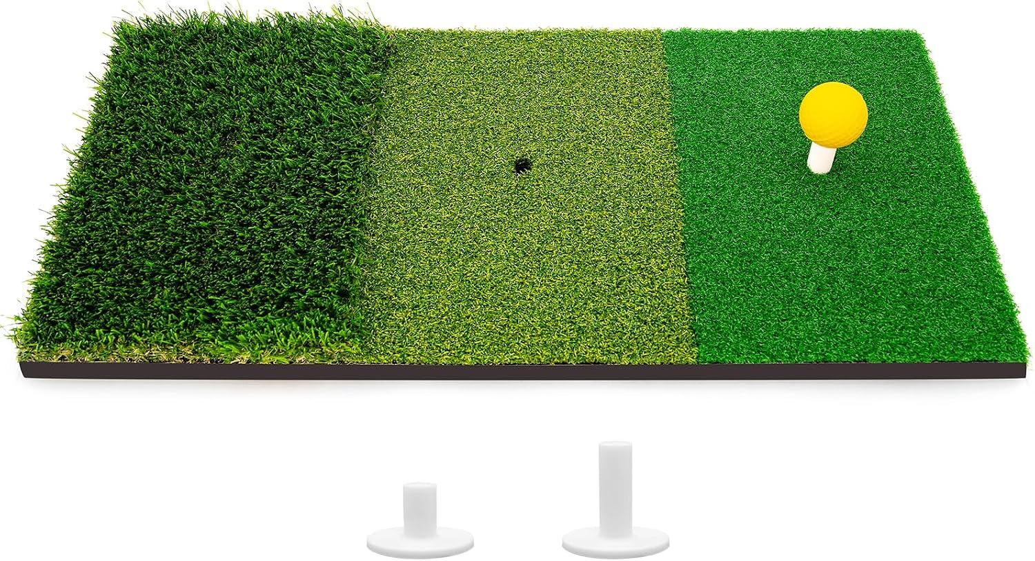 Portable & Foldable Golf Practice Mat – Dual-Turf Golf Hitting Mat for Indoor & Outdoor Swing and Chipping – Fairway & Rough Turf Golf Training Mat for Backyard and Home