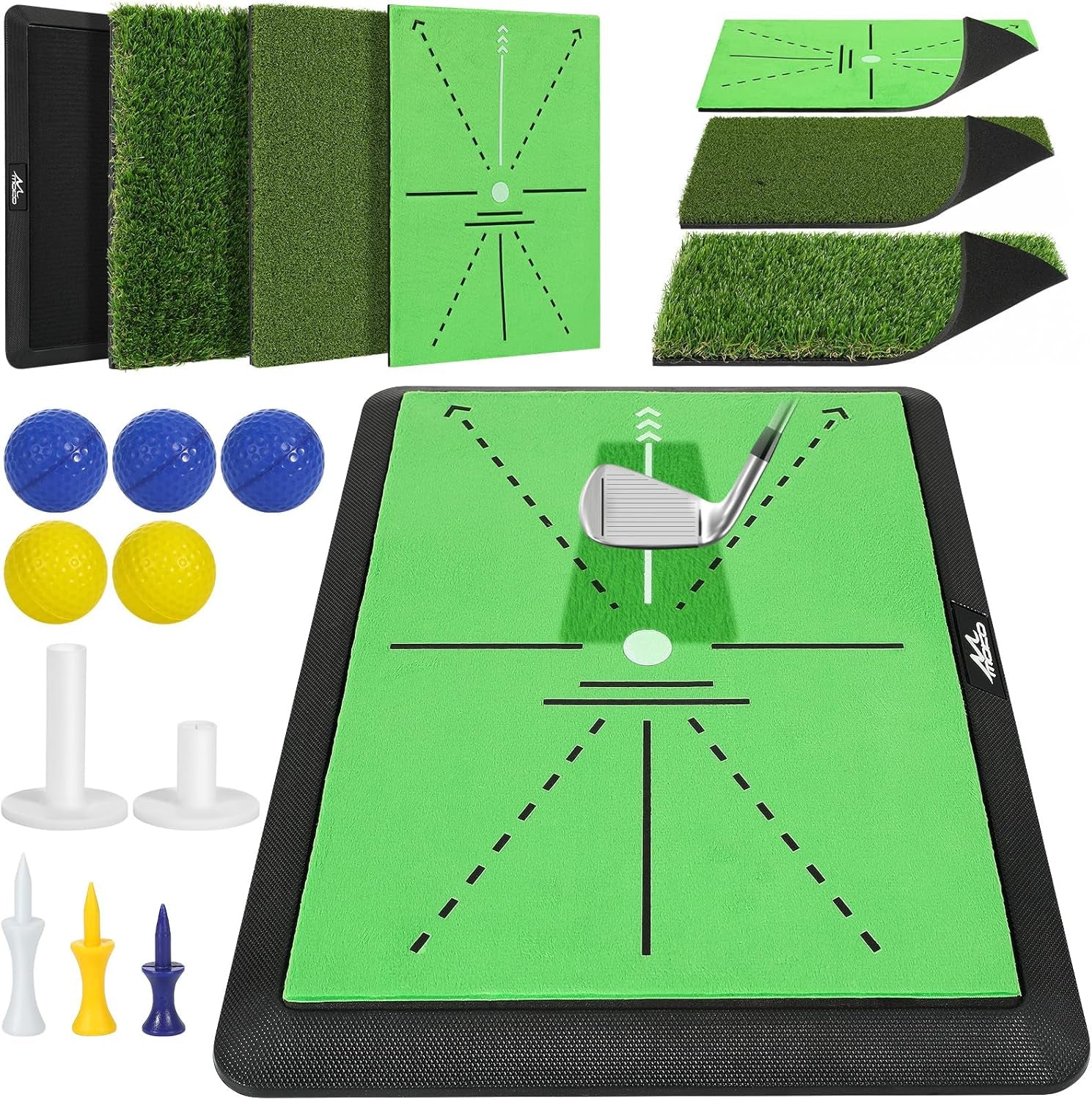 Golf Hitting Mat, Golf Practice Mat for Swing Path Feedback, Extra Replaceable Training Mats with Non-Slip Heavy Duty Rubber Base, Golfer Gifts for Men Women Outdoor Indoor