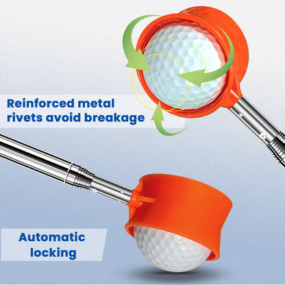 Golf Ball Retriever, Max 6/9/12/15Ft Lightweight Portable Stainless/Aluminum Alloy Telescopic Golf Ball Grabber for Water, Bushes, Grass and Sand, Golf Accessories Gifts for Men Women