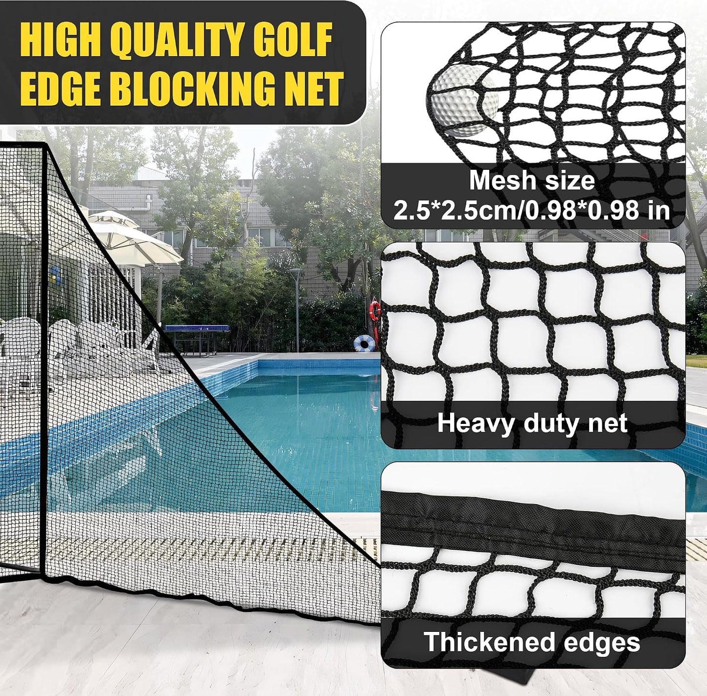 1/2PCS Golf Side Net Attachment for Golf Hitting Nets with Sandbag, 7 * 7FT/7 * 10FT Golf Barrier Side Net,Golf Practice Hitting Net Barrier Net for Golf, Baseball, Hockey, Soccer (Black/Red