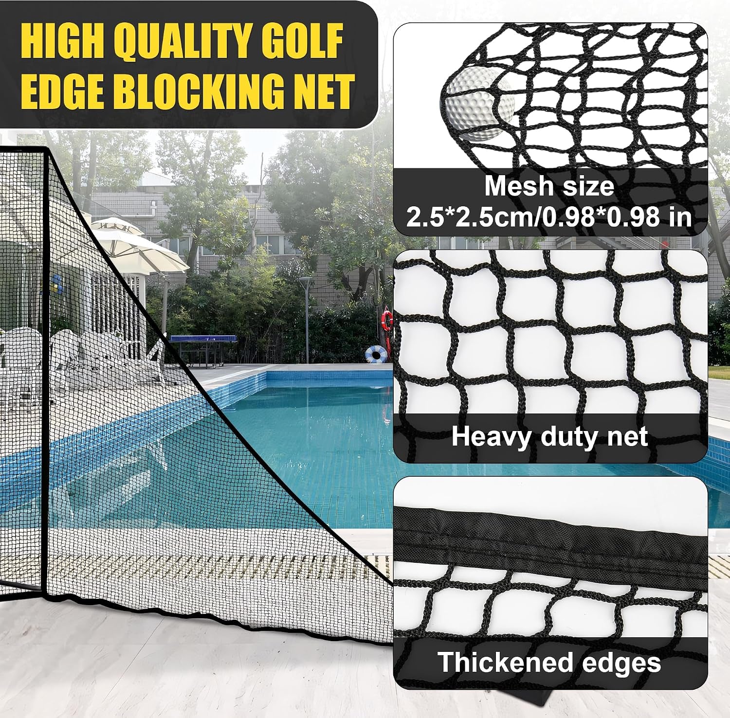 1/2PCS Golf Side Net Attachment for Golf Hitting Nets with Sandbag, 7 * 7FT/7 * 10FT Golf Barrier Side Net,Golf Practice Hitting Net Barrier Net for Golf, Baseball, Hockey, Soccer (Black/Red