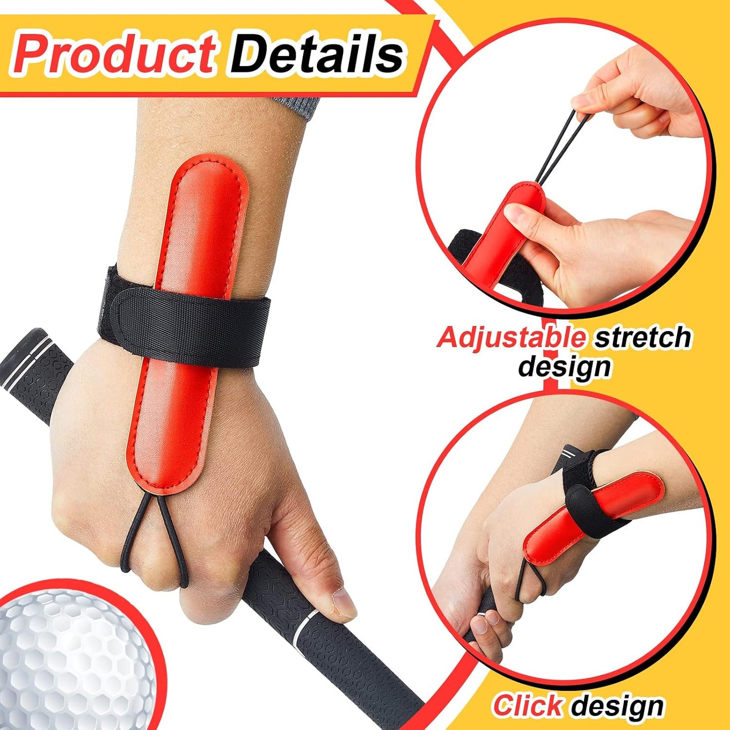 2 Pcs Golf Swing Training Golf Wrist Trainer Golf Aid Trainer Chipping Wristband Wrist Golf Training Equipment Golf Gadgets Alignment Practice Tool for Club Golf Beginners Better Impact Position