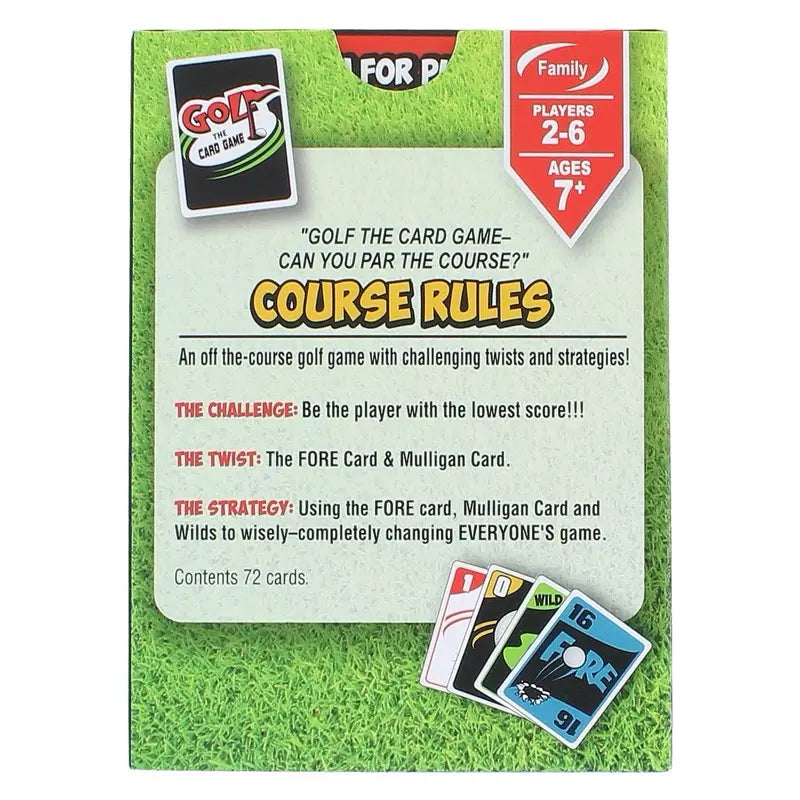 Golf the Card Game Family Fun Strategy Ages 7+ Multigenerational Play 2-6 Players No Golf Knowledge Required Mulligan Wild Fore! Cards Easy Learn Travel Gift Party Entertainment Competition Fast Play Commander Deck