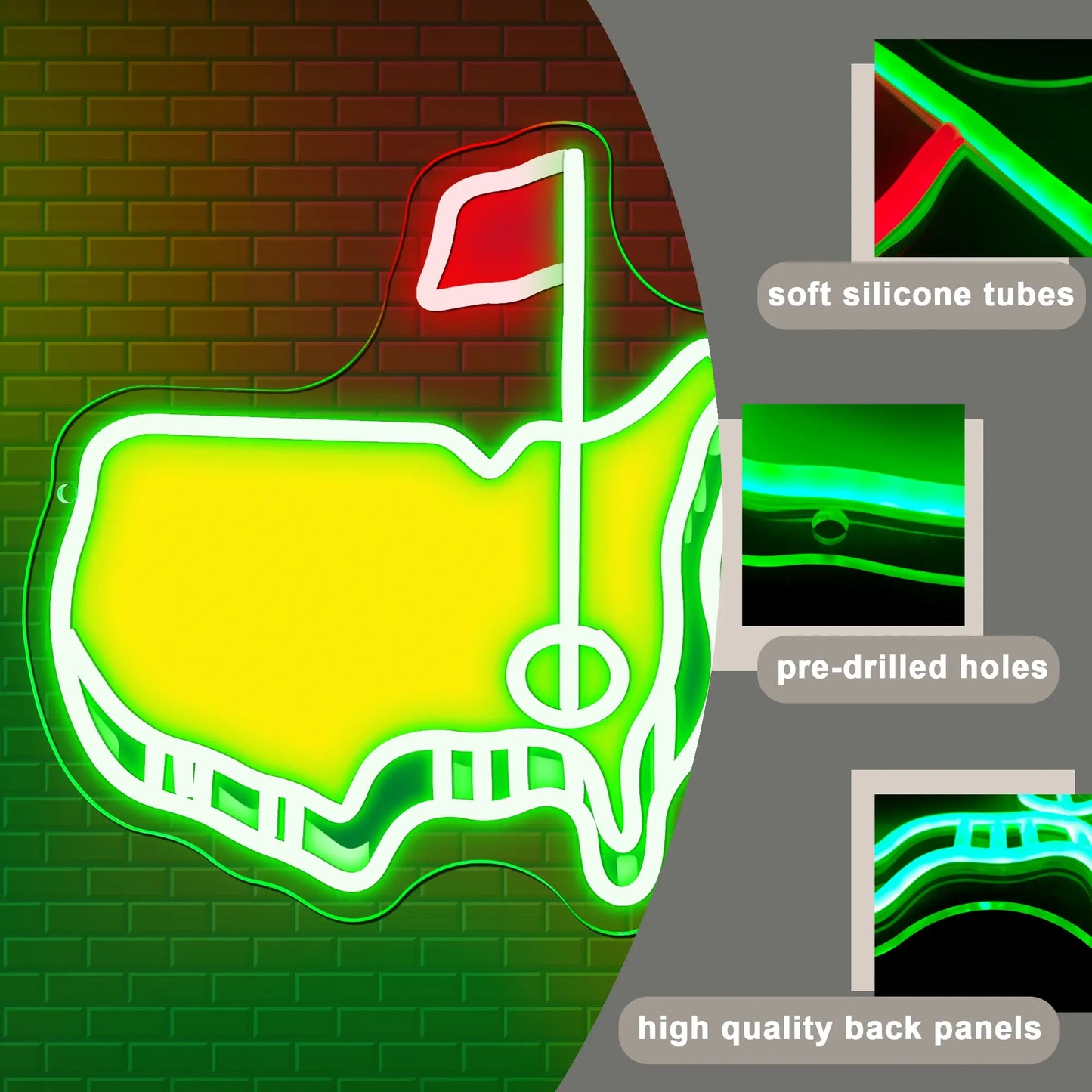 Golf Map Neon Sign, USB Powered Neon Light, Neon Sign for Man Cave Bar Pub Beer Lift, Wall Decoration, Home Decor, Room Decor, Neon Accent Lights, Led Neon Lights, Atmosphere Lighting, Decorative Atmosphere Light, Decorative Ambiance Lighting