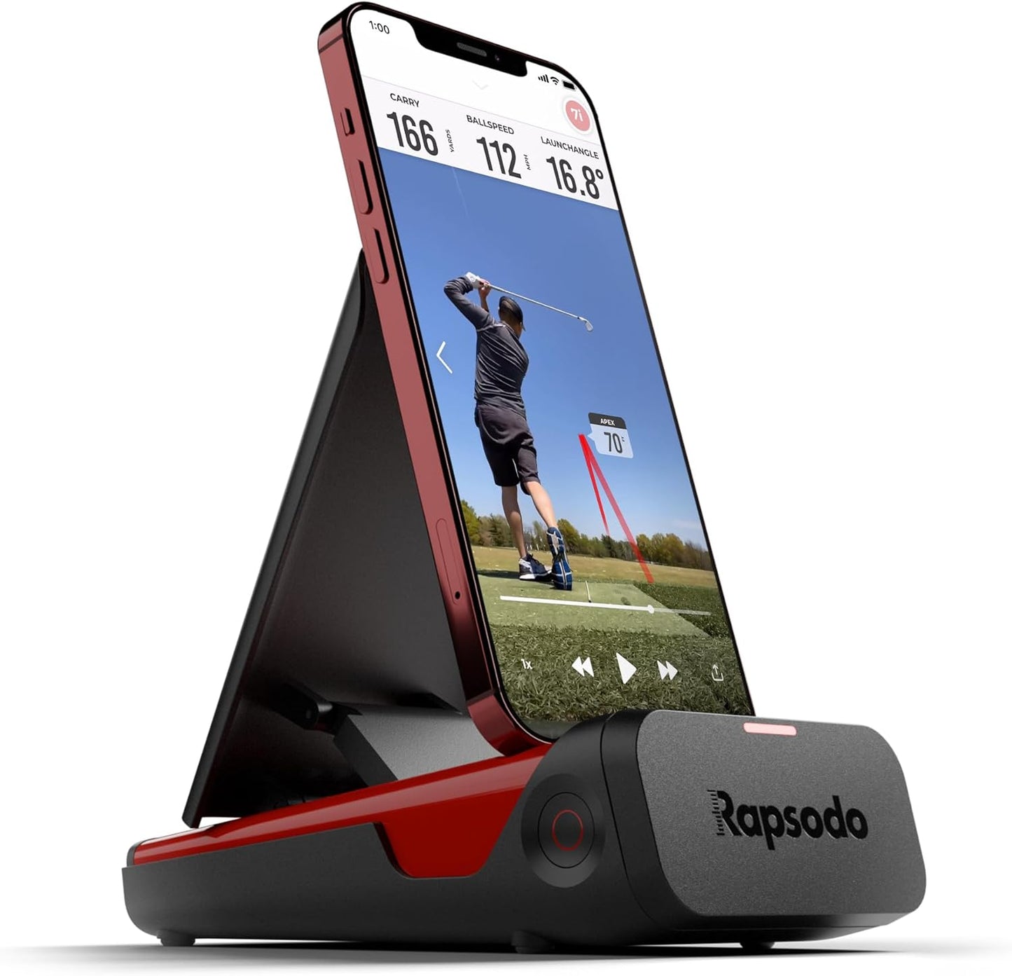 Rapsodo - Mobile Launch Monitor for Golf, Indoor & Outdoor Simulator, Golf Swing Analyzer & Tracker, Measures Ball Speed, Club Speed & Launch Angle, GPS Satellite View, Iphone & Ipad Only