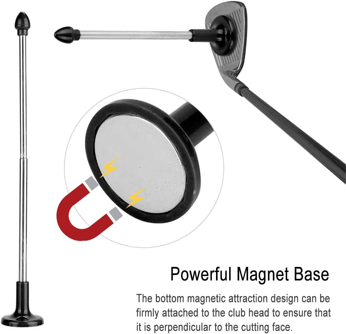 Magnetic Golf Club Alignment Stick Golf Cutter Direction Indicator Lie Angle Correct Golf Swing Aim Angle Tool (Black)