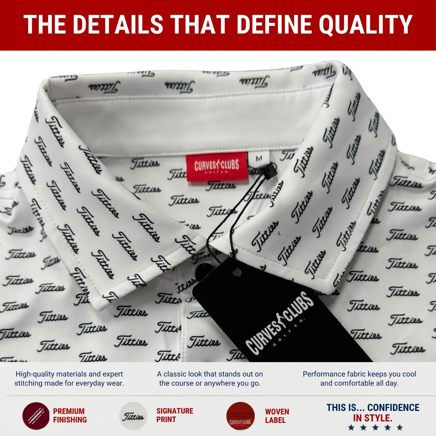 Titties Golf Polo - Funny Golf Shirts for Men - Funny Golf Polos for Men - Mens Funny Golf Shirts - Golf Shirt Funny