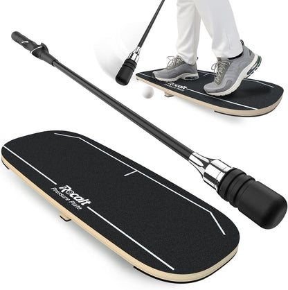 Golf Swing Training Bundle – Pressure Plate Balance Board & Click Stick Swing Trainer Golf Training Aid Set for Indoor/Outdoor Practice, Improve Tempo, Flexibility, Strength & Swing Accuracy