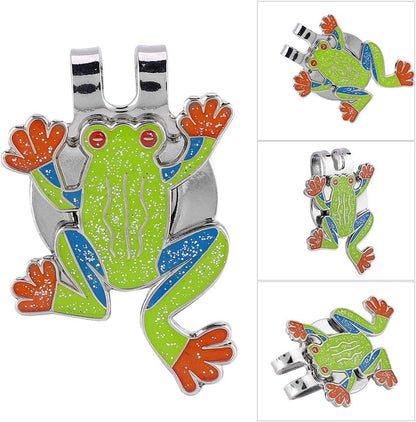 Golf Ball Marker Hat Clip, Metal Mini Magnetic Hat Clip, Tree Frog Shape Funny Ball Markers for Golf Training