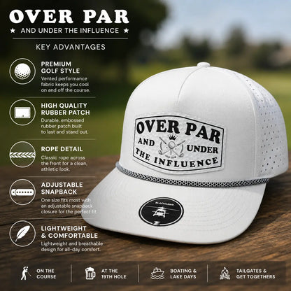 Over Par and under the Influence Performance Golf Hat - Funny Golf Cap, Adjustable & Stylish Premium Golf Hats