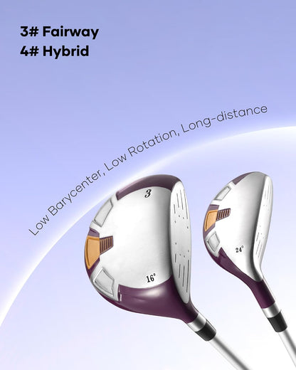 Golf Clubs Womens Golf Clubs 8 Pieces Golf Club Set with Head Cover Stand Bag Includes #1 Driver & #3 Fairway Wood & #4 Hybrid & #7#8#9#P Irons