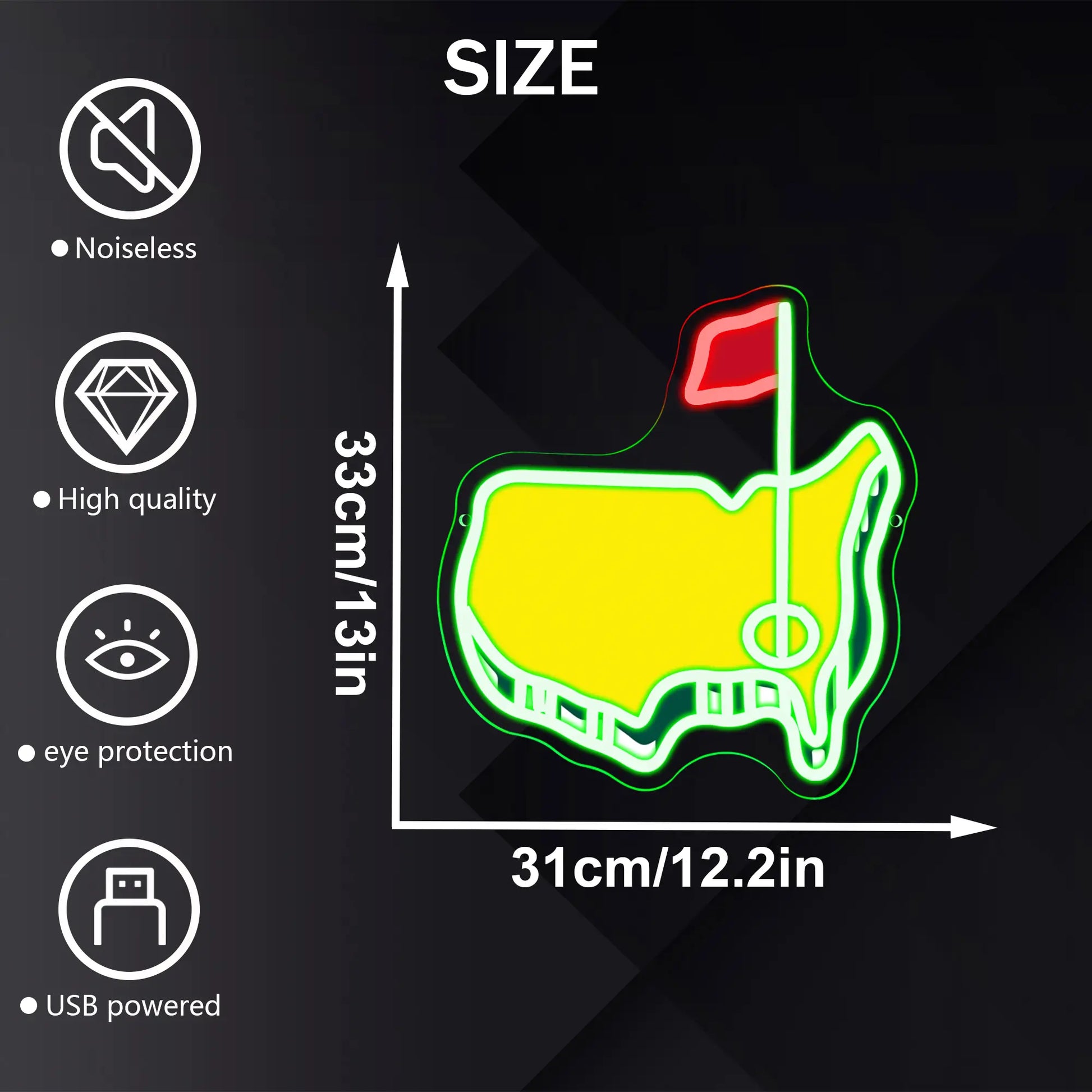Golf Map Neon Sign, USB Powered Neon Light, Neon Sign for Man Cave Bar Pub Beer Lift, Wall Decoration, Home Decor, Room Decor, Neon Accent Lights, Led Neon Lights, Atmosphere Lighting, Decorative Atmosphere Light, Decorative Ambiance Lighting