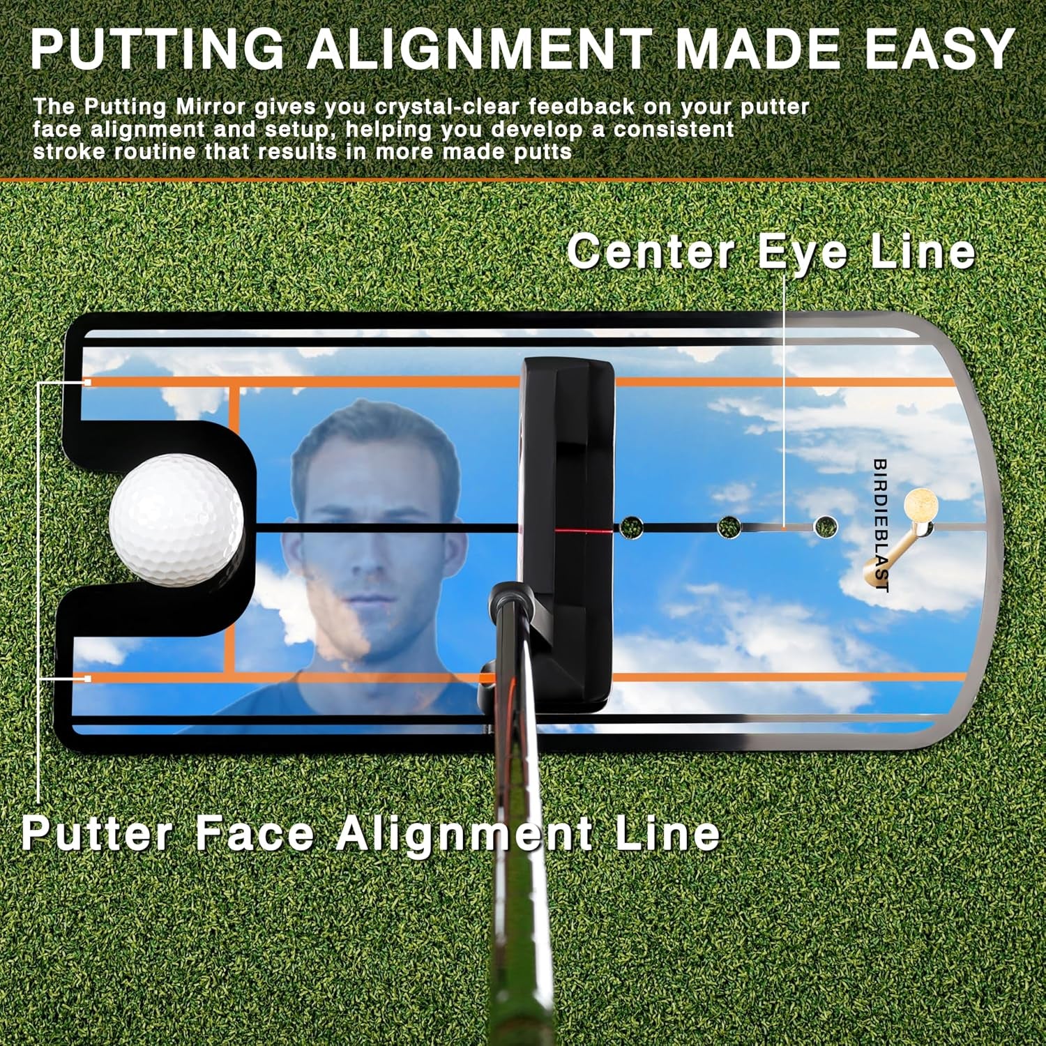 Golf Putting Mirror, Putting Mirror Training Aid for Golf with Putter Line,Golf Training Putters for Beginners