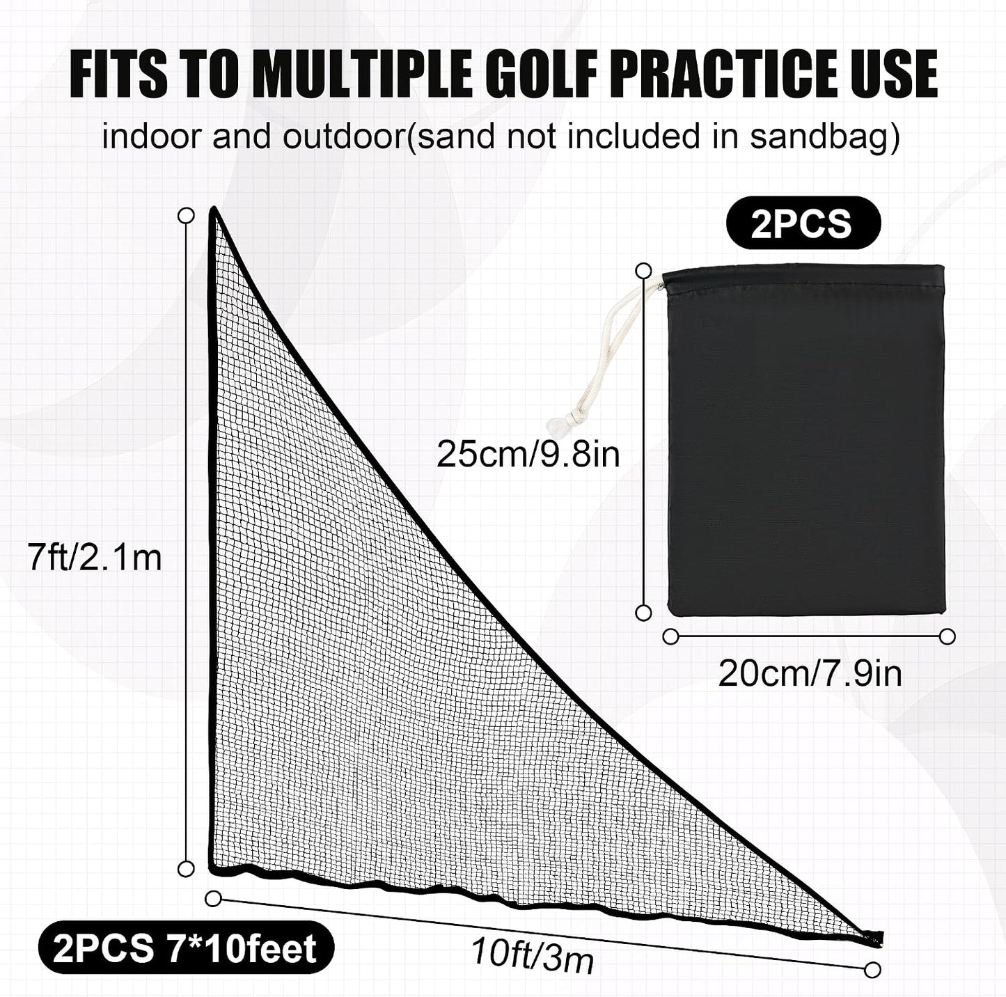 1/2PCS Golf Side Net Attachment for Golf Hitting Nets with Sandbag, 7 * 7FT/7 * 10FT Golf Barrier Side Net,Golf Practice Hitting Net Barrier Net for Golf, Baseball, Hockey, Soccer (Black/Red