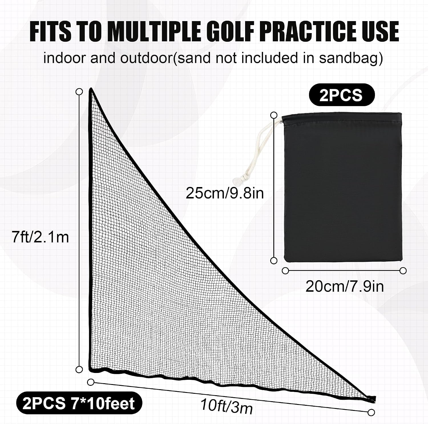 1/2PCS Golf Side Net Attachment for Golf Hitting Nets with Sandbag, 7 * 7FT/7 * 10FT Golf Barrier Side Net,Golf Practice Hitting Net Barrier Net for Golf, Baseball, Hockey, Soccer (Black/Red