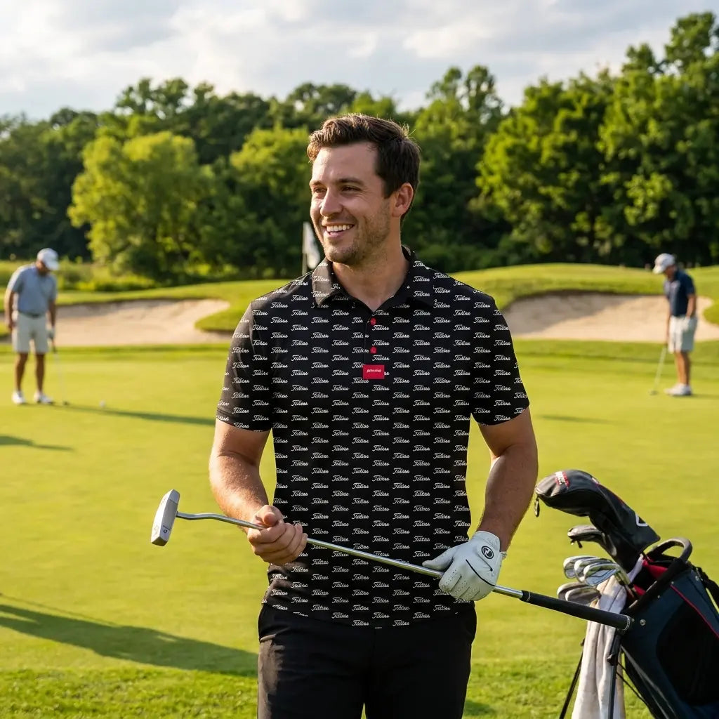 Black Titties Golf Polo for Men - Funny Golf Shirt - Novelty Golf Polo - Mens Golf Gift