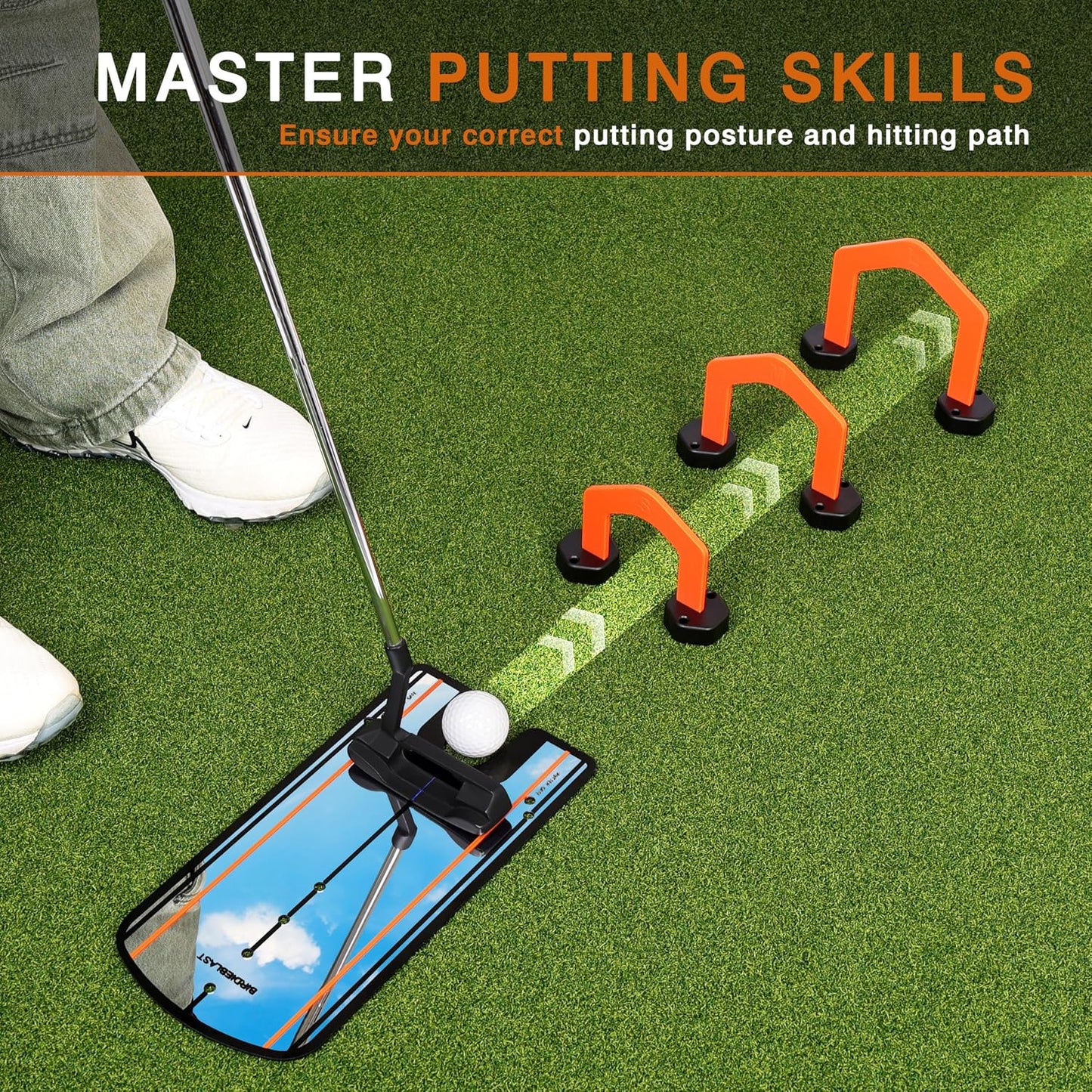 Golf Putting Mirror, Putting Mirror Training Aid for Golf with Putter Line,Golf Training Putters for Beginners