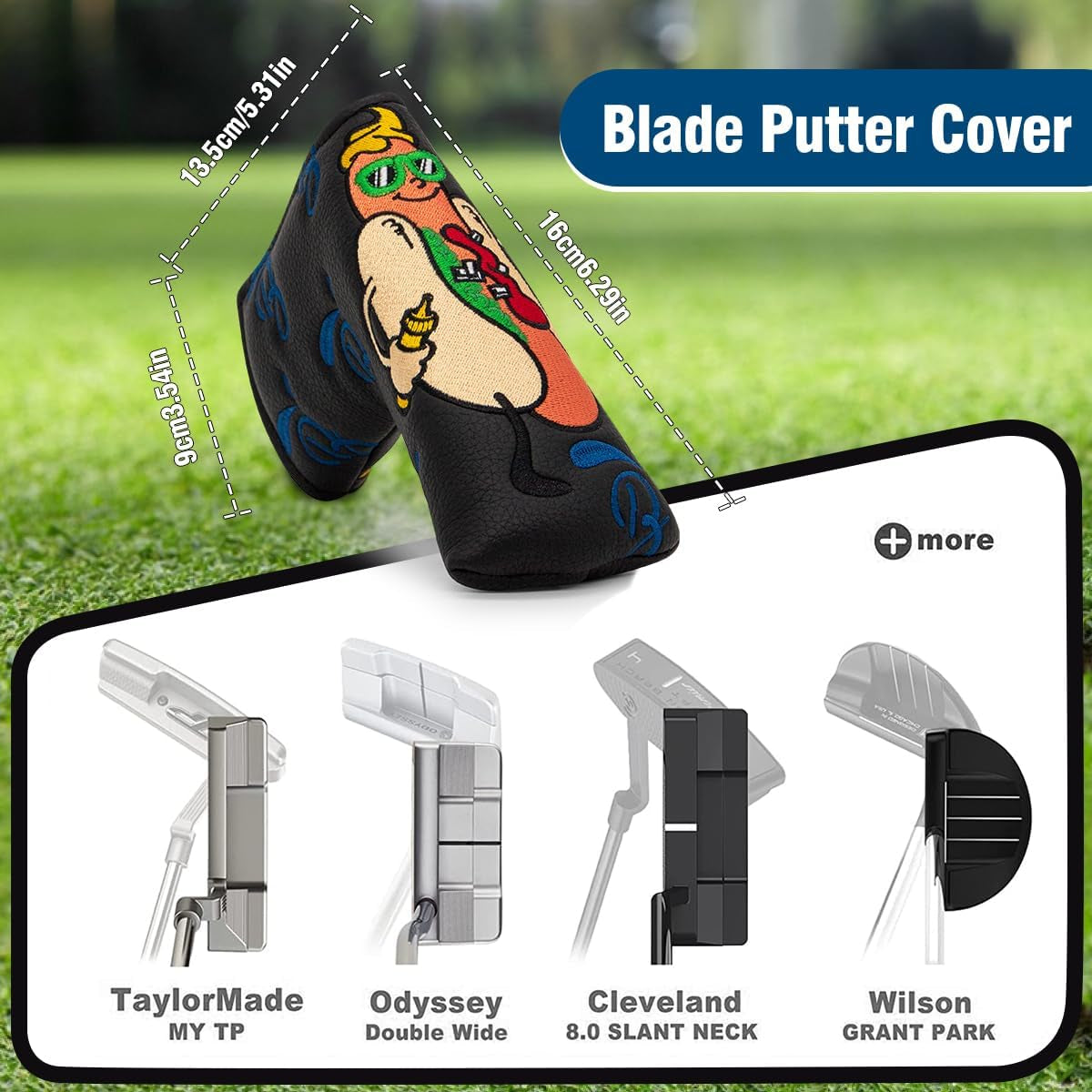 Putter Covers Hotdog Mallet Putter Headcover Blade Putter Covers Leather Golf Headcover with Magnetic Golf Club Cover for All Brand
