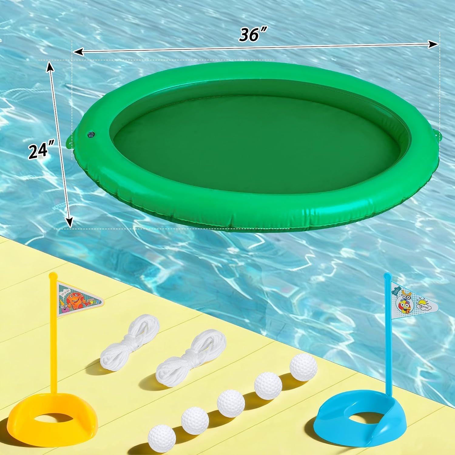 Inflatable Golf Pool Toys, Swimming Pool Game Floating Water Chipping Green | Summer Outdoor Golf Toy Gifts with 5 Golf Balls and 2 Bases for Family Yard Swimming Party