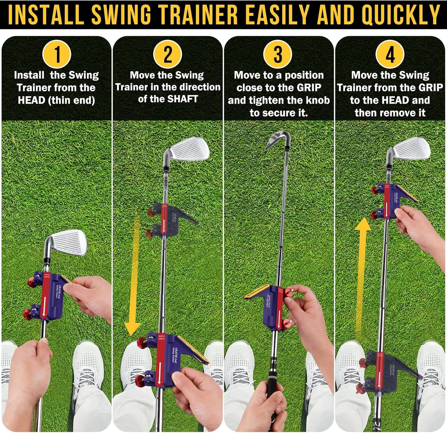 Golf Swing Trainer - Swing Training Aid Direction Guides - Improve Swing Accuracy | Master Swing Consistency | Improve Stability - Golf Grip Trainer Simulators for Beginners and Pro