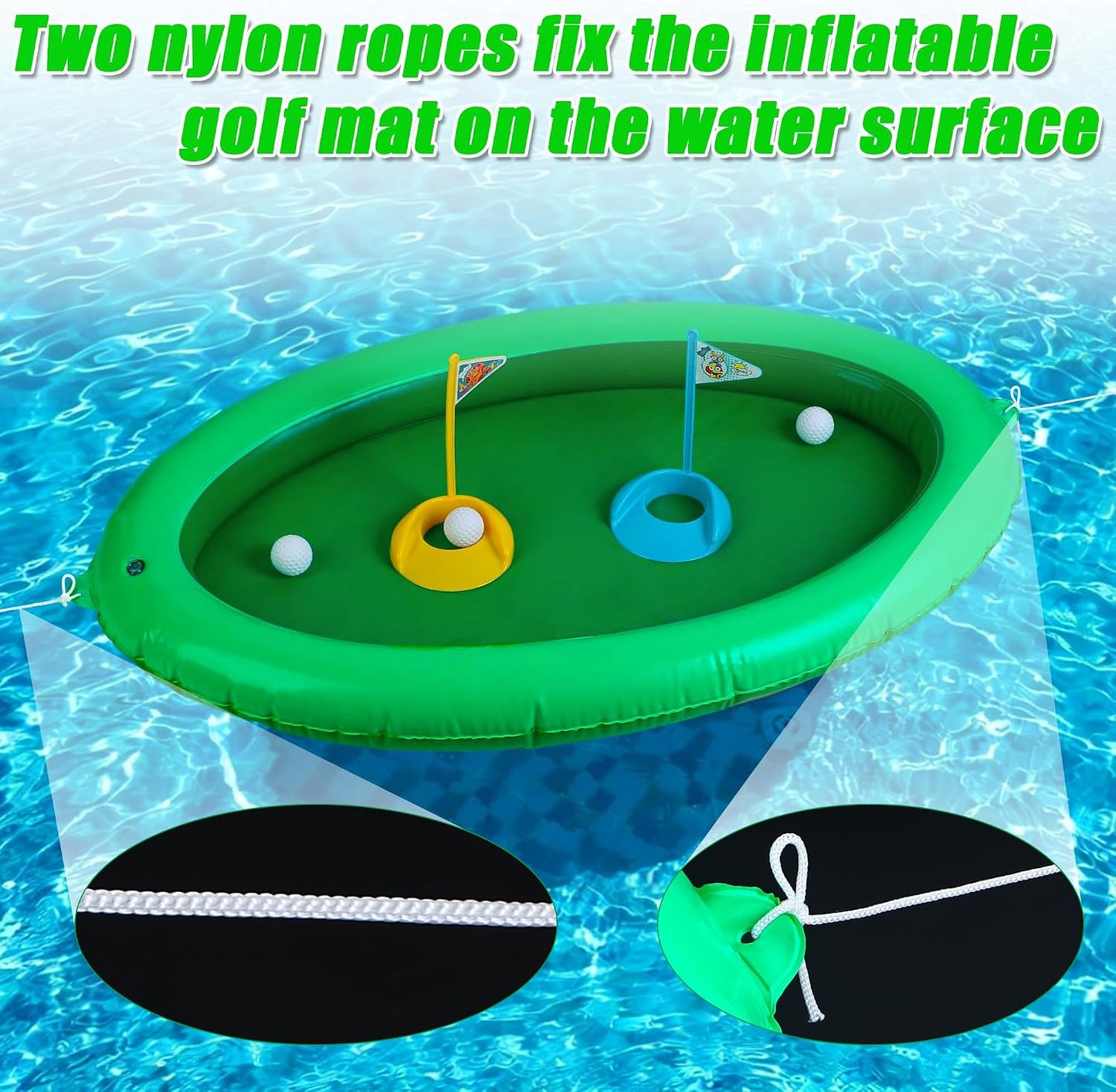 Inflatable Golf Pool Toys, Swimming Pool Game Floating Water Chipping Green | Summer Outdoor Golf Toy Gifts with 5 Golf Balls and 2 Bases for Family Yard Swimming Party