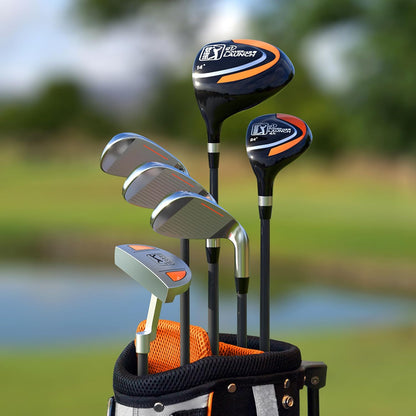 PGA Tour Youth Golf Club Set for Ages 8-12 & 12+ (4’8”–5’10”), Right and Left-Handed Kids Golf Sets – Beginner Junior Golf Clubs with Lightweight Stand Bag, Mallet Putter, Hybrid, Driver