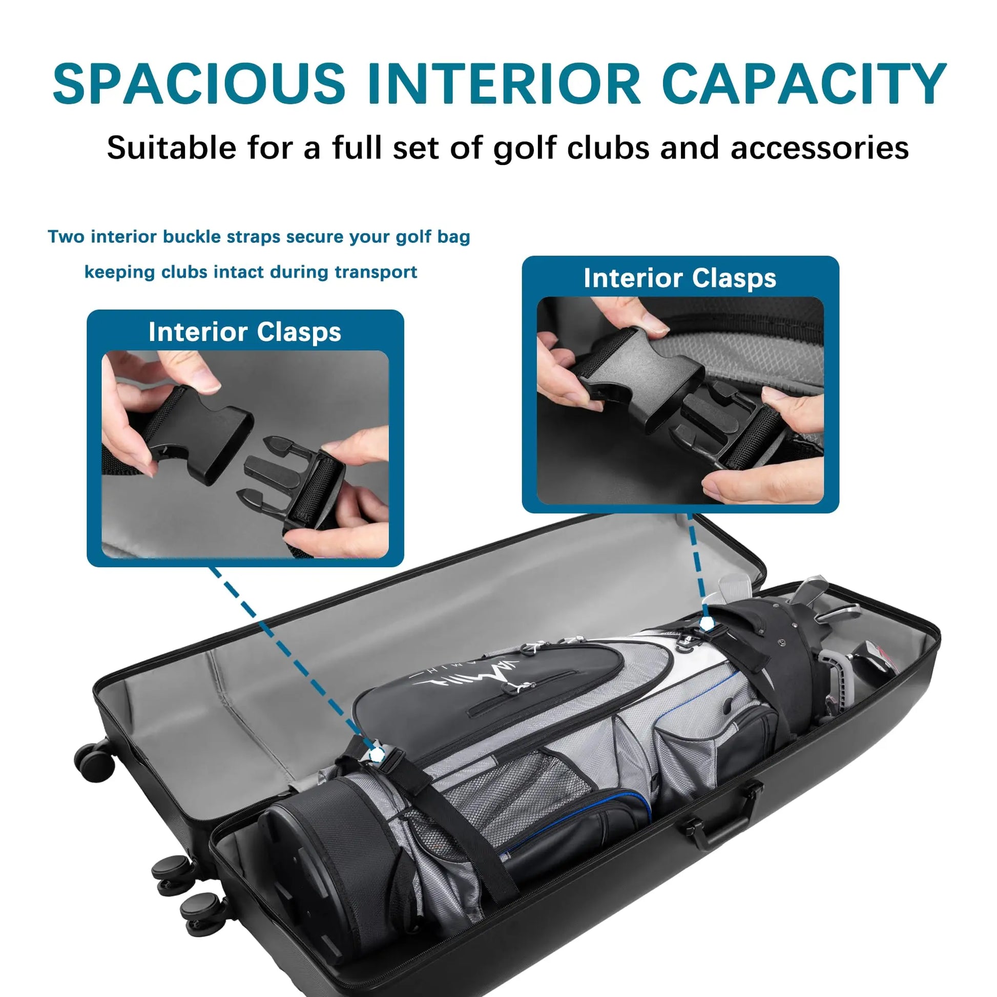 Hard Case Golf Travel Bag, Travel Case - Ultimate Protection, Waterproof & Durable, Specially Designed for Golf Clubs