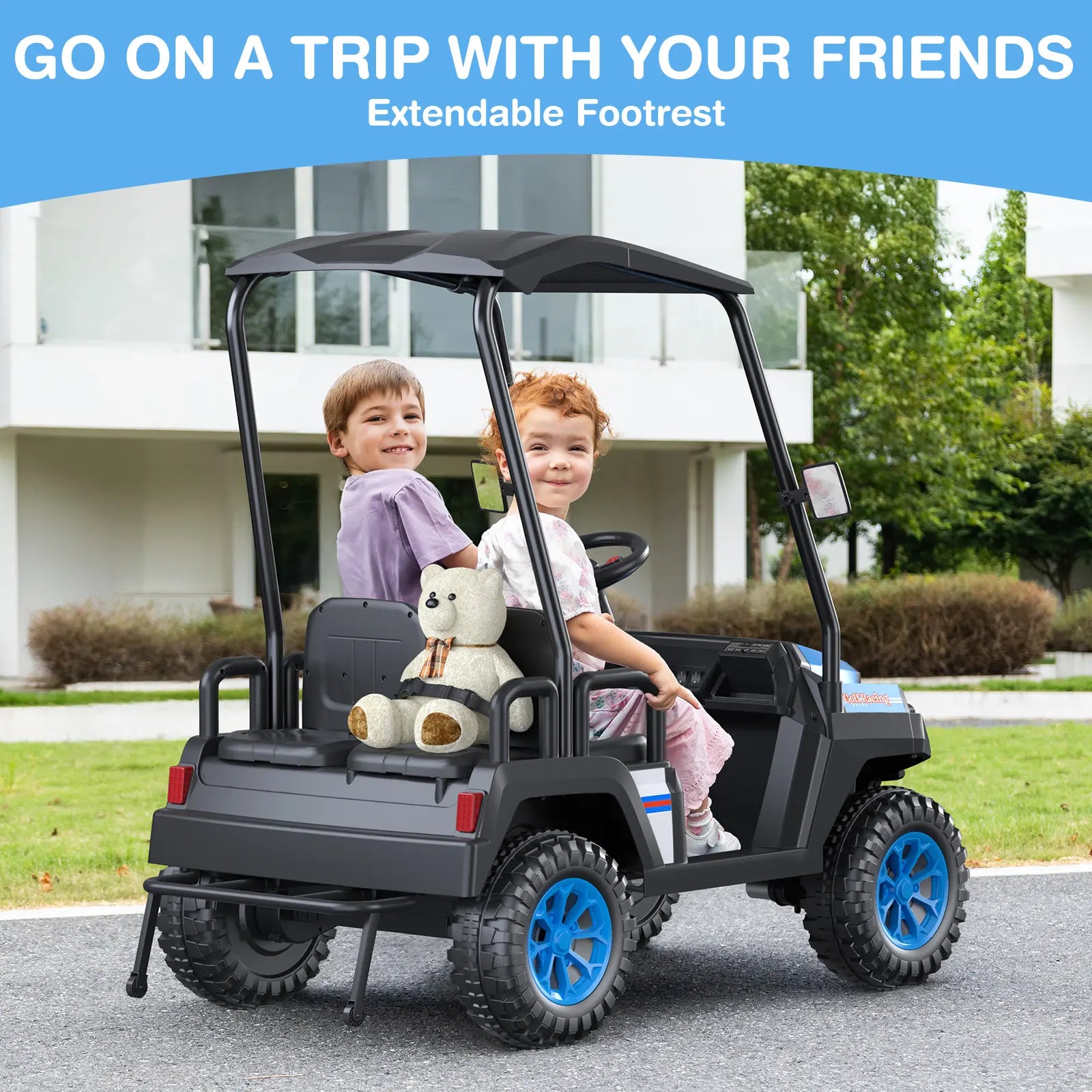 #Summerfinds LIGIANT R9 24V Kids Golf Cart, 4WD Electric Car W/Remote Control, Detachable Awning & Music, Festive Christmas Gift for Boys & Girls#Summervibes Ride on Wheels