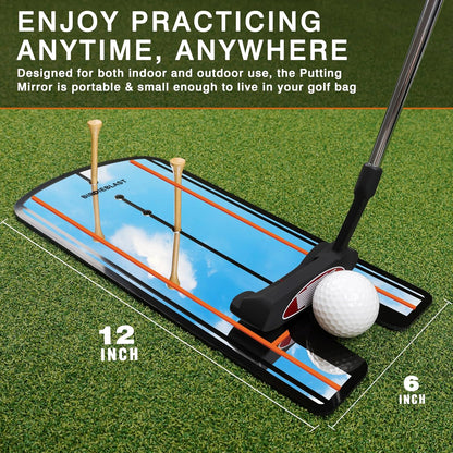 Golf Putting Mirror, Putting Mirror Training Aid for Golf with Putter Line,Golf Training Putters for Beginners
