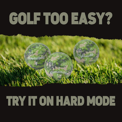 Shanker Camo Golf Balls – Funny Camouflage Prank Gift with Sayings (3-Pack) – the #1 Challenge in Golf – Novelty Gift for Golfers