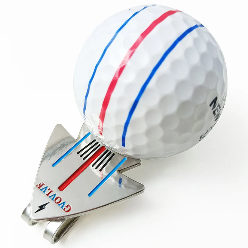 1Pc Golf Putting Alignment Aiming Tool Ball Marker with Magnetic Hat Clip Aircraft Pattern，Golf Training Accessories，For Golfer