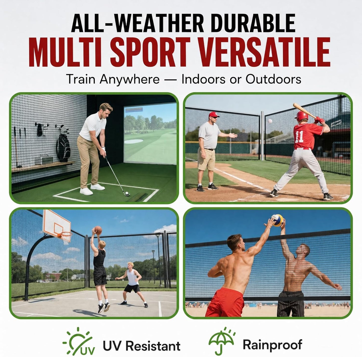 Golf Net,7Ft,10Ft,15Ft,20Ft,25Ft, 30Ft, 40Ft Golf Practice Net,Sports Practice Barrier Net, Heavy Duty Ball Netting Golf Hitting Net, DIY Ball Net,Baseball Net Hockey Net and Chipping Net