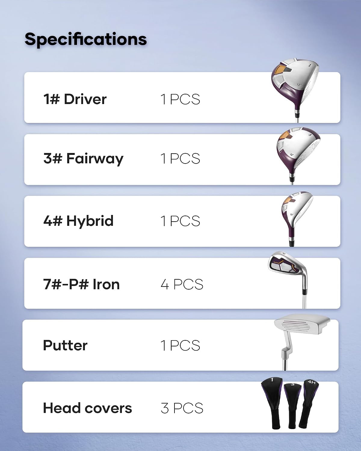 Golf Clubs Womens Golf Clubs 8 Pieces Golf Club Set with Head Cover Stand Bag Includes #1 Driver & #3 Fairway Wood & #4 Hybrid & #7#8#9#P Irons