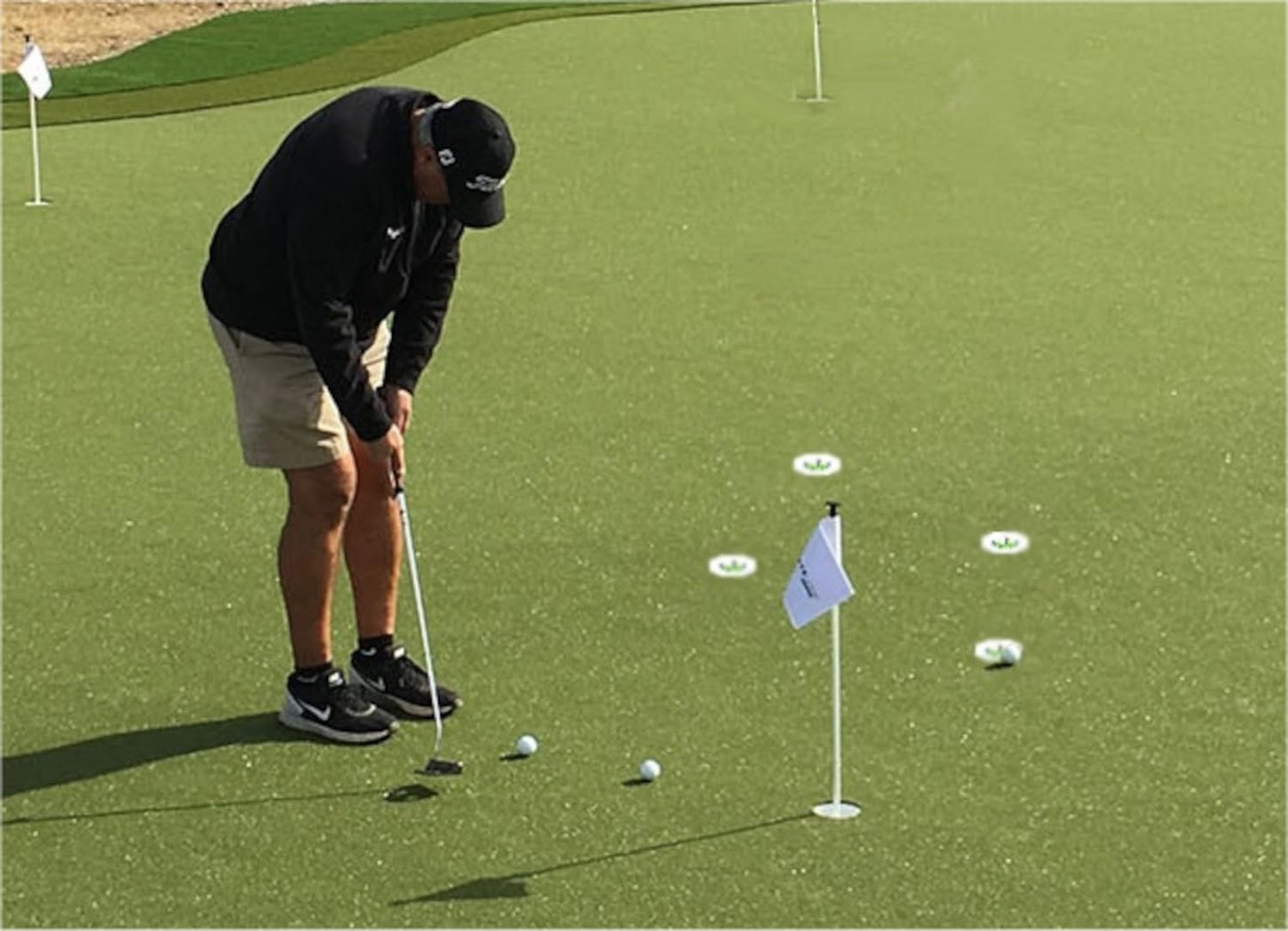 Putting Discs 4-Pack, Stocking Stuffer for Golfers, Golf Training Disk Accessories, Practice Aid for Green or Indoor, Flat Cup Ghost Hole Works Great as Golf Simulator Hole: Made in USA