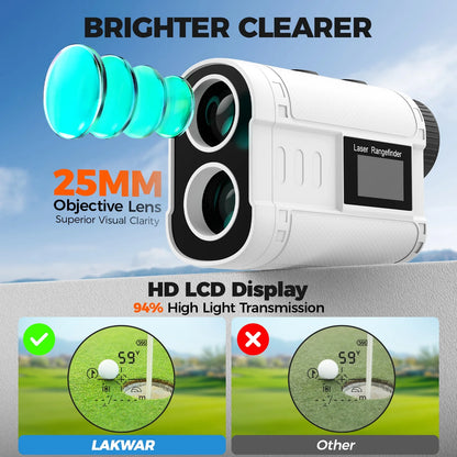 Golf Rangefinder with Slope, 900 Yards Laser Range Finder Golfing, 6X Magnification, Flag Pole Locking Vibration, Rechargeable Range Finders with Magnet Stripe-Ip54 Waterproof Golfing