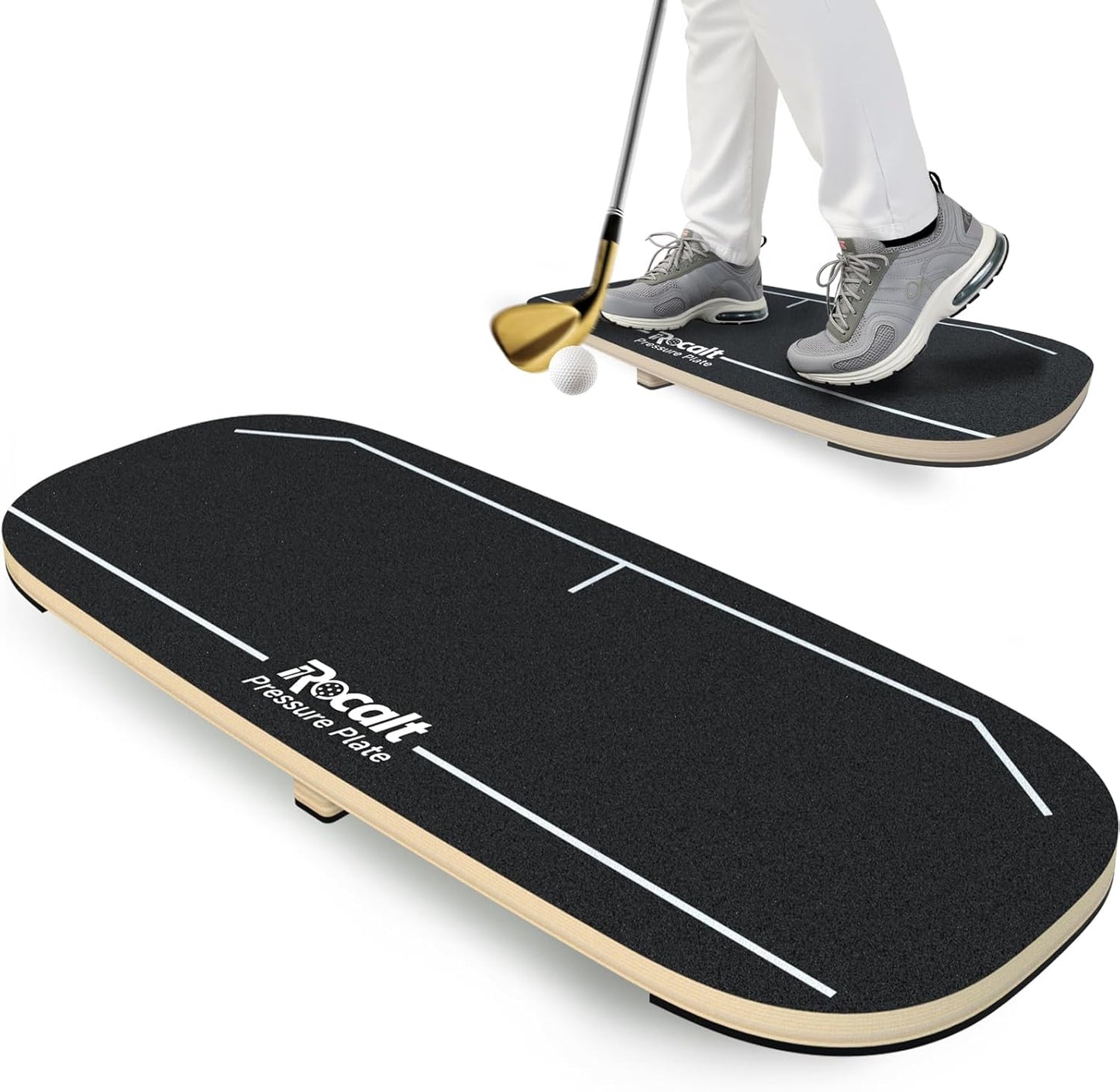 Golf Swing Training Bundle – Pressure Plate Balance Board & Click Stick Swing Trainer Golf Training Aid Set for Indoor/Outdoor Practice, Improve Tempo, Flexibility, Strength & Swing Accuracy